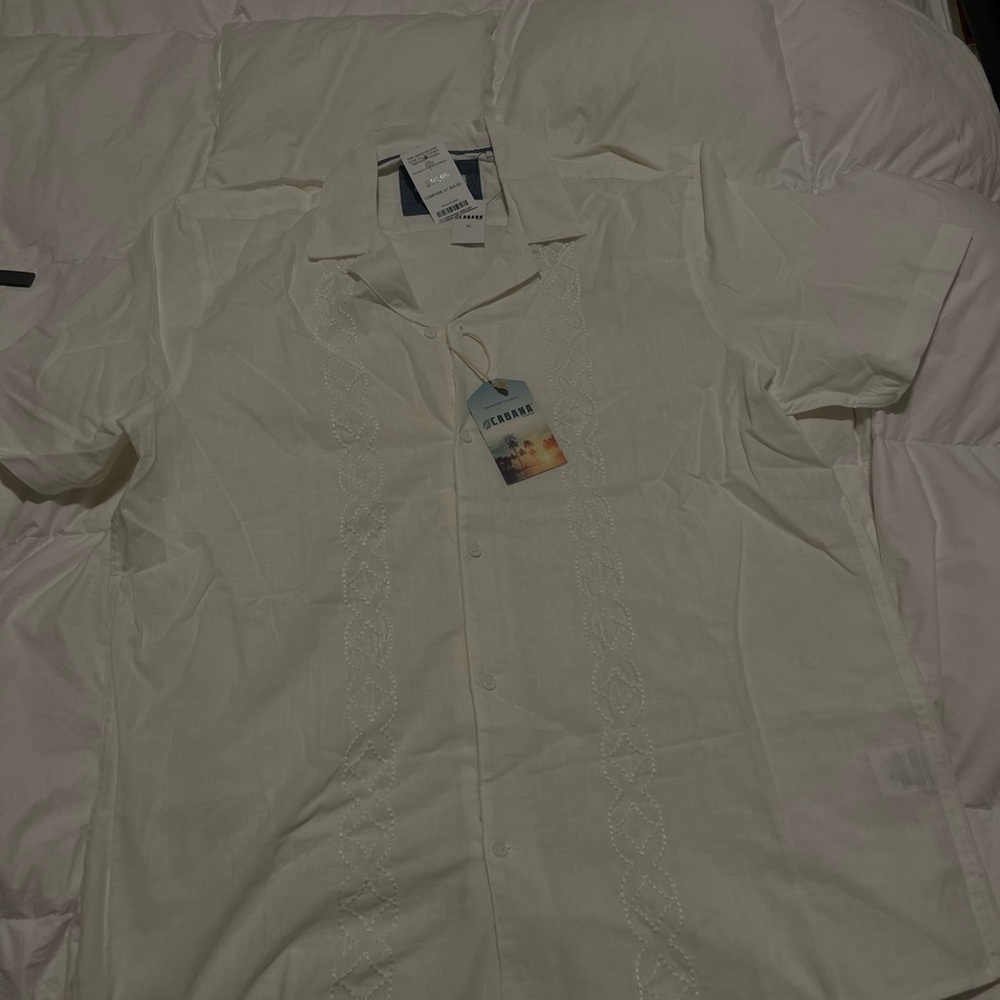 White Embroidered Button-Up Shirt